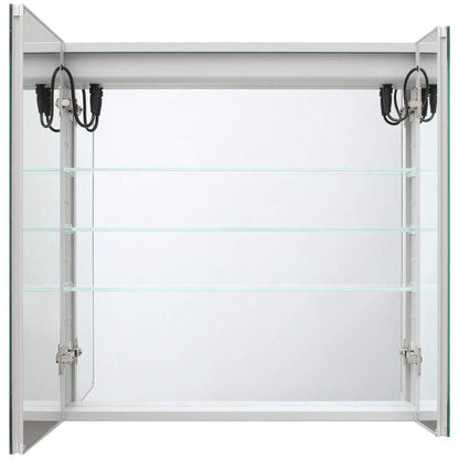 Aquadom Royale Basic Q 30" x 30" Single View Right Hinged Recessed or Surface Mount Medicine Cabinet With LED Lighting, Touch Screen Button, Dimmer - RBQ-3030-N