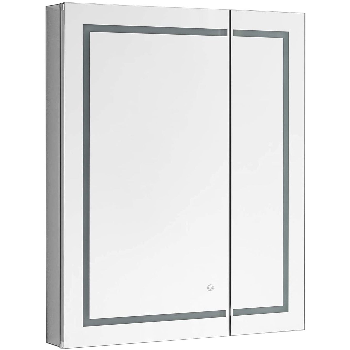 Aquadom Royale Basic Q 30" x 30" Single View Right Hinged Recessed or Surface Mount Medicine Cabinet With LED Lighting, Touch Screen Button, Dimmer - RBQ-3030-N
