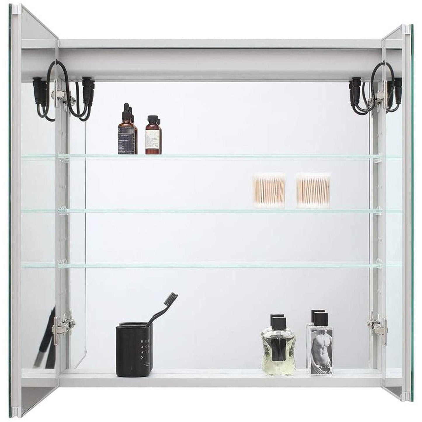 Aquadom Royale Basic Q 30" x 30" Single View Right Hinged Recessed or Surface Mount Medicine Cabinet With LED Lighting, Touch Screen Button, Dimmer - RBQ-3030-N