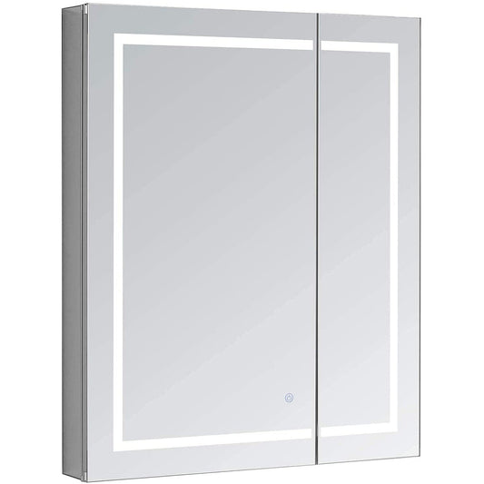 Aquadom Royale Basic Q 30" x 30" Single View Right Hinged Recessed or Surface Mount Medicine Cabinet With LED Lighting, Touch Screen Button, Dimmer - RBQ-3030-N