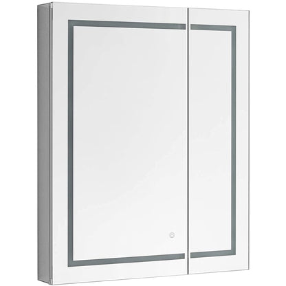 Aquadom Royale Plus 30" x 30" Square Recessed or Surface Mount Bi-View LED Lighted Bathroom Medicine Cabinet With Defogger, Electrical Outlet, Magnifying Mirror - RP-3030-N