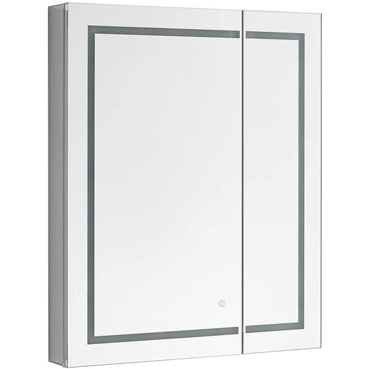 Aquadom Royale Plus 30" x 30" Square Recessed or Surface Mount Bi-View LED Lighted Bathroom Medicine Cabinet With Defogger, Electrical Outlet, Magnifying Mirror - RP-3030-N