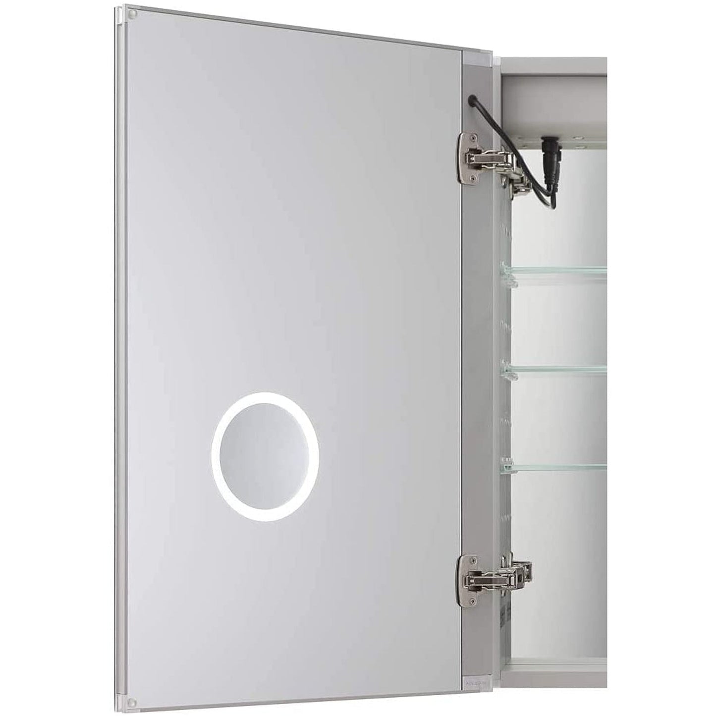Aquadom Royale Plus 30" x 30" Square Recessed or Surface Mount Bi-View LED Lighted Bathroom Medicine Cabinet With Defogger, Electrical Outlet, Magnifying Mirror - RP-3030-N