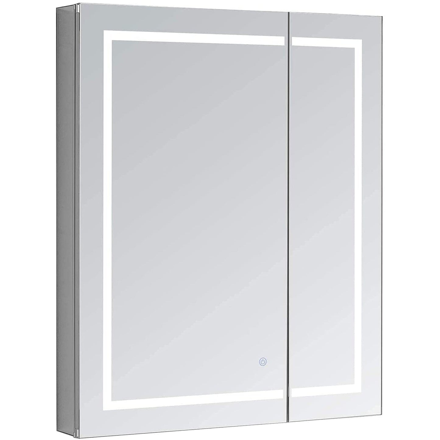 Aquadom Royale Plus 30" x 30" Square Recessed or Surface Mount Bi-View LED Lighted Bathroom Medicine Cabinet With Defogger, Electrical Outlet, Magnifying Mirror - RP-3030-N