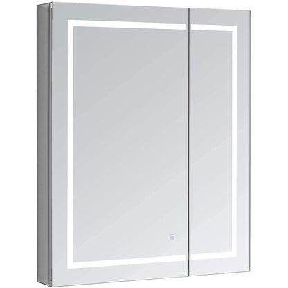 Aquadom Royale Plus 30" x 30" Square Recessed or Surface Mount Bi-View LED Lighted Bathroom Medicine Cabinet With Defogger, Electrical Outlet, Magnifying Mirror - RP-3030-N