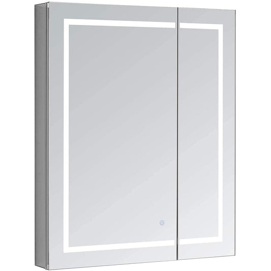 Aquadom Royale Plus 30" x 30" Square Recessed or Surface Mount Bi-View LED Lighted Bathroom Medicine Cabinet With Defogger, Electrical Outlet, Magnifying Mirror - RP-3030-N