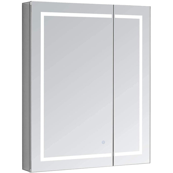 Aquadom Royale Plus 30" x 30" Square Recessed or Surface Mount Bi-View LED Lighted Bathroom Medicine Cabinet With Defogger, Electrical Outlet, Magnifying Mirror - RP-3030