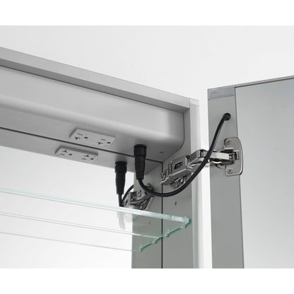 Aquadom Royale Plus 30" x 36" Rectangle Recessed or Surface Mount Bi-View LED Lighted Bathroom Medicine Cabinet With Defogger, Electrical Outlet, Magnifying Mirror - RP-3036-N