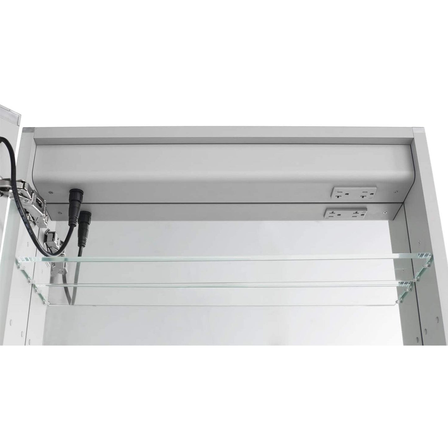 Aquadom Royale Plus 30" x 36" Rectangle Recessed or Surface Mount Bi-View LED Lighted Bathroom Medicine Cabinet With Defogger, Electrical Outlet, Magnifying Mirror - RP-3036-N