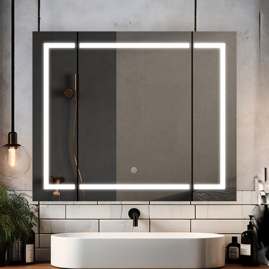 Aquadom Royale Plus 36" x 30" LED Lighted Medicine Cabinet With Defogger, Integrated LED 3X Magnifying Mirror and Electrical Outlet With USB - RP3-3630-N