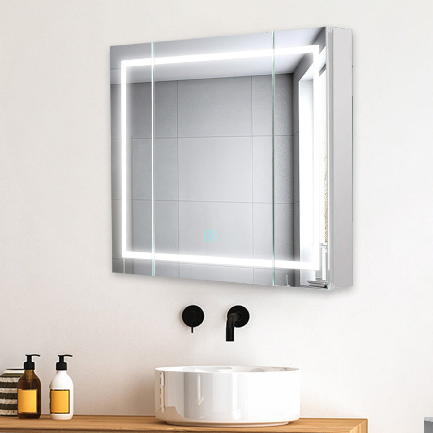 Aquadom Royale Plus 36" x 30" LED Lighted Medicine Cabinet With Defogger, Integrated LED 3X Magnifying Mirror and Electrical Outlet With USB - RP3-3630-N