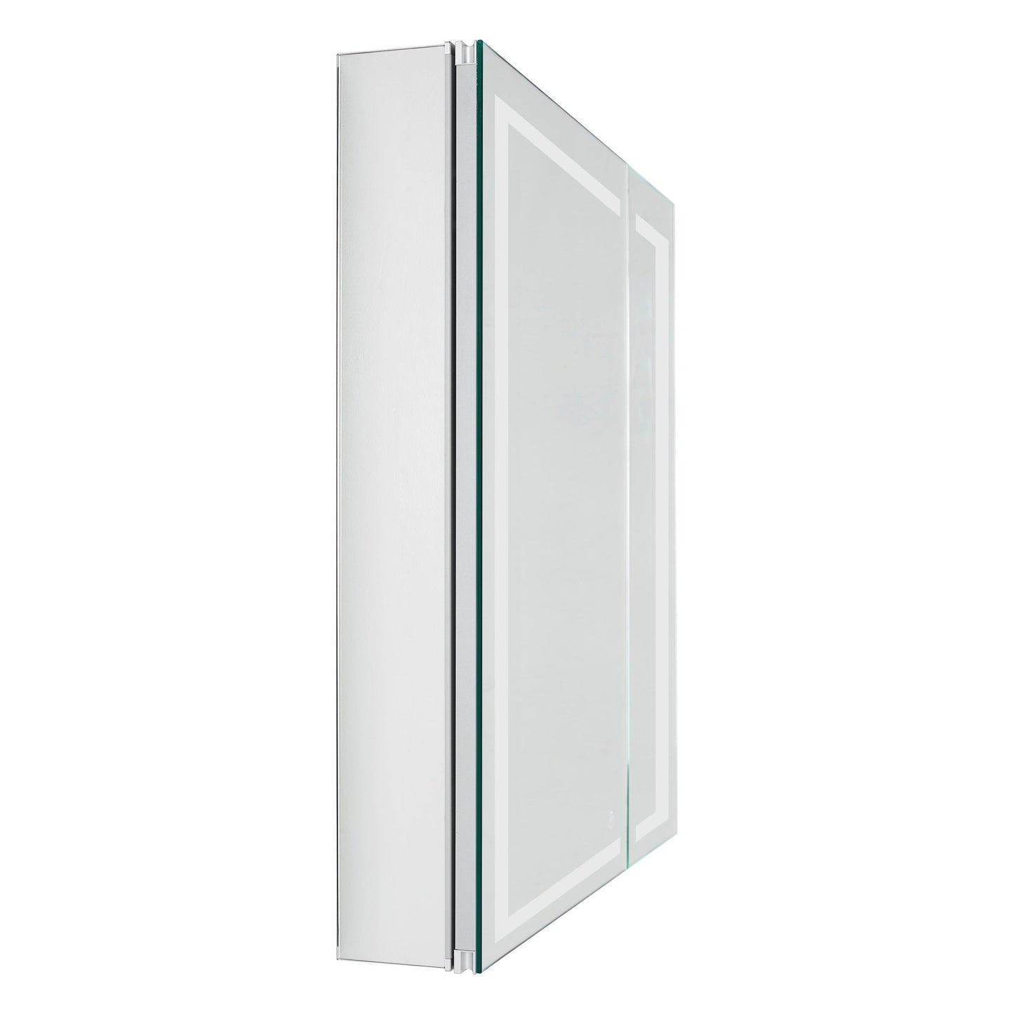 Aquadom Royale Plus 36" x 36" Square Recessed or Surface Mount Bi-View LED Lighted Bathroom Medicine Cabinet With Defogger, Electrical Outlet, Magnifying Mirror - RP-3636-N