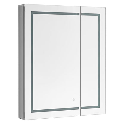 Aquadom Royale Plus 36" x 36" Square Recessed or Surface Mount Bi-View LED Lighted Bathroom Medicine Cabinet With Defogger, Electrical Outlet, Magnifying Mirror - RP-3636-N