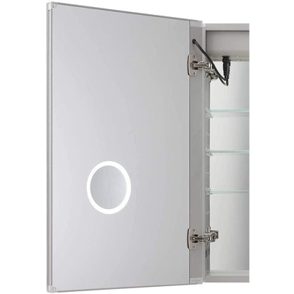 Aquadom Royale Plus 36" x 36" Square Recessed or Surface Mount Bi-View LED Lighted Bathroom Medicine Cabinet With Defogger, Electrical Outlet, Magnifying Mirror - RP-3636-N