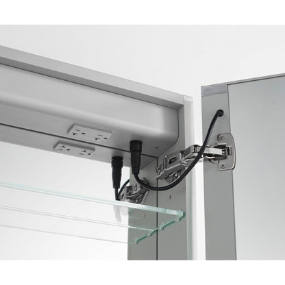 Aquadom Royale Plus 36" x 36" Square Recessed or Surface Mount Bi-View LED Lighted Bathroom Medicine Cabinet With Defogger, Electrical Outlet, Magnifying Mirror - RP-3636-N