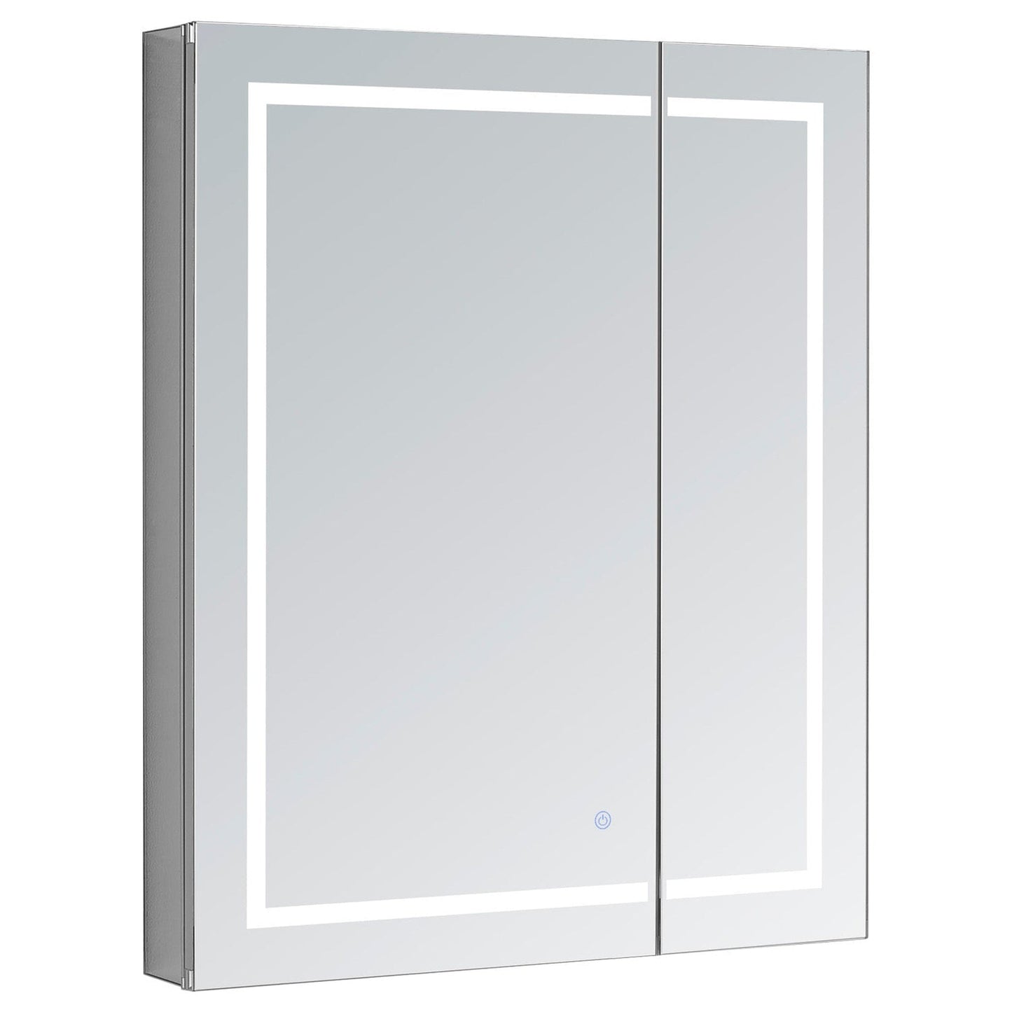 Aquadom Royale Plus 36" x 36" Square Recessed or Surface Mount Bi-View LED Lighted Bathroom Medicine Cabinet With Defogger, Electrical Outlet, Magnifying Mirror - RP-3636-N