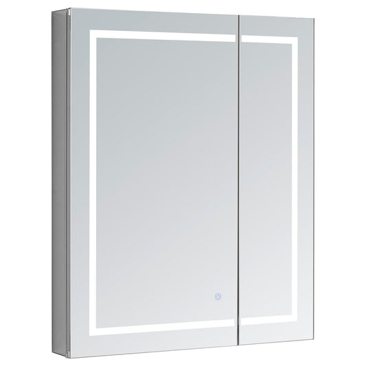 Aquadom Royale Plus 36" x 36" Square Recessed or Surface Mount Bi-View LED Lighted Bathroom Medicine Cabinet With Defogger, Electrical Outlet, Magnifying Mirror - RP-3636-N