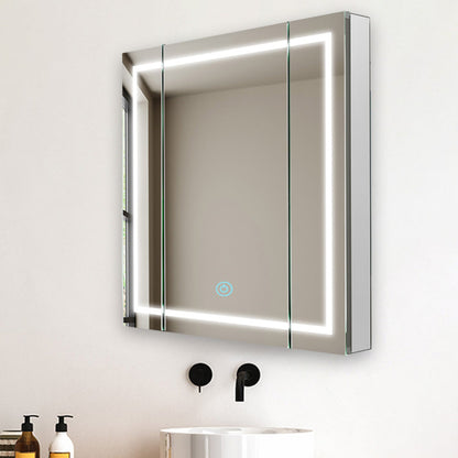 Aquadom Royale Plus 36" x 36" Triple-Door LED Lighted Medicine Cabinet With Defogger, Integrated LED 3X Magnifying Mirror and Electrical Outlet With USB - RP3-3636-N