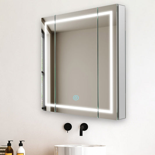 Aquadom Royale Plus 36" x 36" Triple-Door LED Lighted Medicine Cabinet With Defogger, Integrated LED 3X Magnifying Mirror and Electrical Outlet With USB - RP3-3636-N