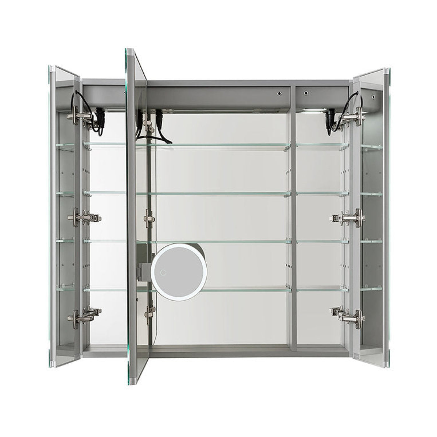 Aquadom Royale Plus 40" x 36" Triple-Door LED Lighted Medicine Cabinet With Defogger, Integrated LED 3X Magnifying Mirror and Electrical Outlet With USB - RP3-4036-N