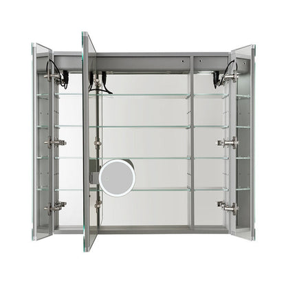 Aquadom Royale Plus 40" x 36" Triple-Door LED Lighted Medicine Cabinet With Defogger, Integrated LED 3X Magnifying Mirror and Electrical Outlet With USB - RP3-4036-N
