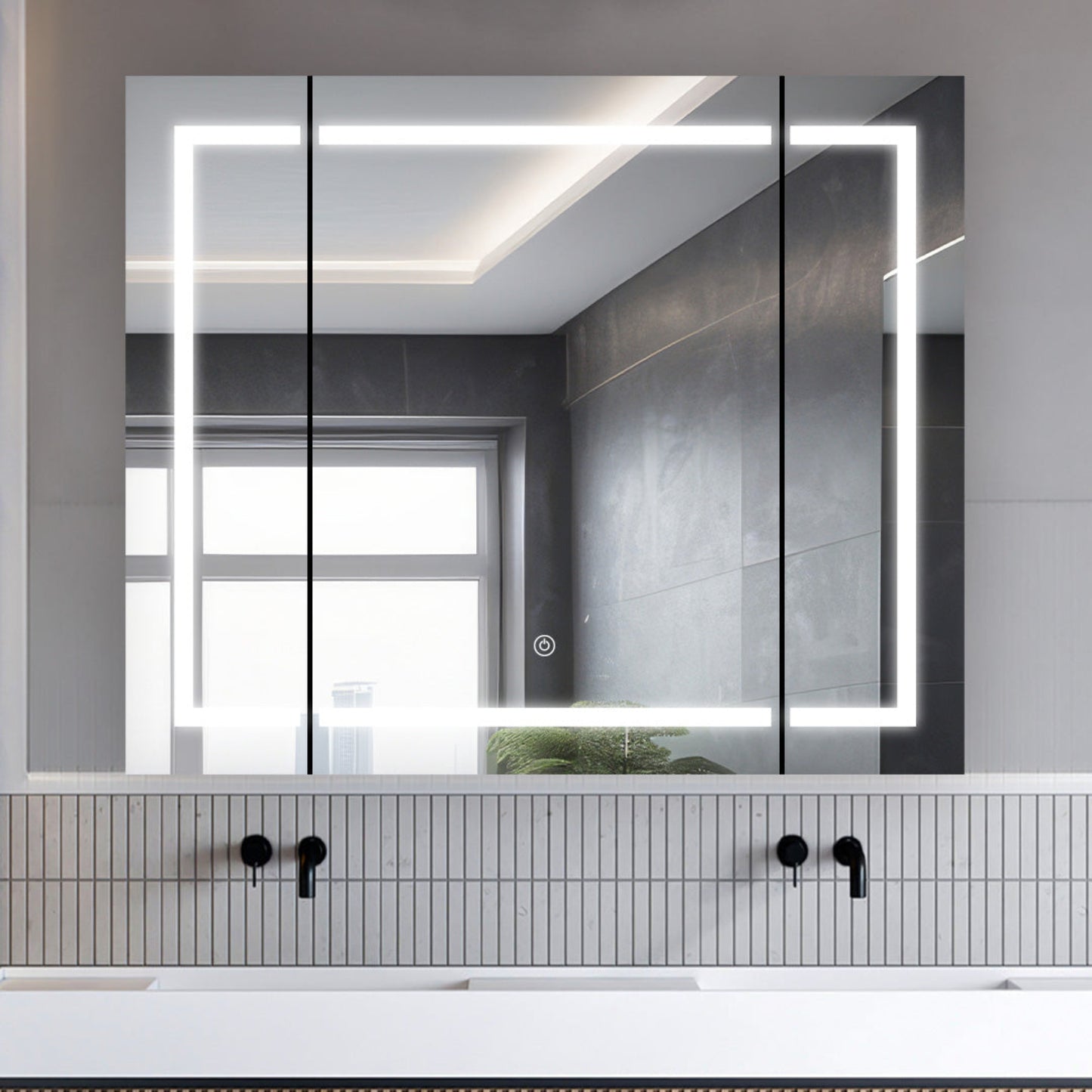 Aquadom Royale Plus 48" x 30" LED Lighted Medicine Cabinet With Defogger, Integrated LED 3X Magnifying Mirror and Electrical Outlet With USB - RP3-4830-N