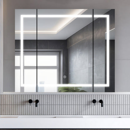 Aquadom Royale Plus 48" x 30" LED Lighted Medicine Cabinet With Defogger, Integrated LED 3X Magnifying Mirror and Electrical Outlet With USB - RP3-4830-N