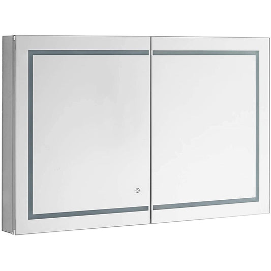 Aquadom Royale Plus 48" x 30" Rectangle Recessed or Surface Mount Bi-View LED Lighted Bathroom Medicine Cabinet With Defogger, Electrical Outlet, Magnifying Mirror - RP-4830-N