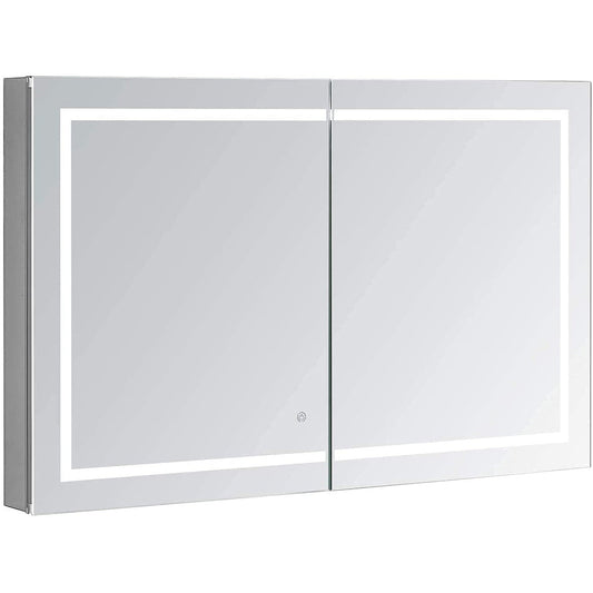 Aquadom Royale Plus 48" x 30" Rectangle Recessed or Surface Mount Bi-View LED Lighted Bathroom Medicine Cabinet With Defogger, Electrical Outlet, Magnifying Mirror - RP-4830-N