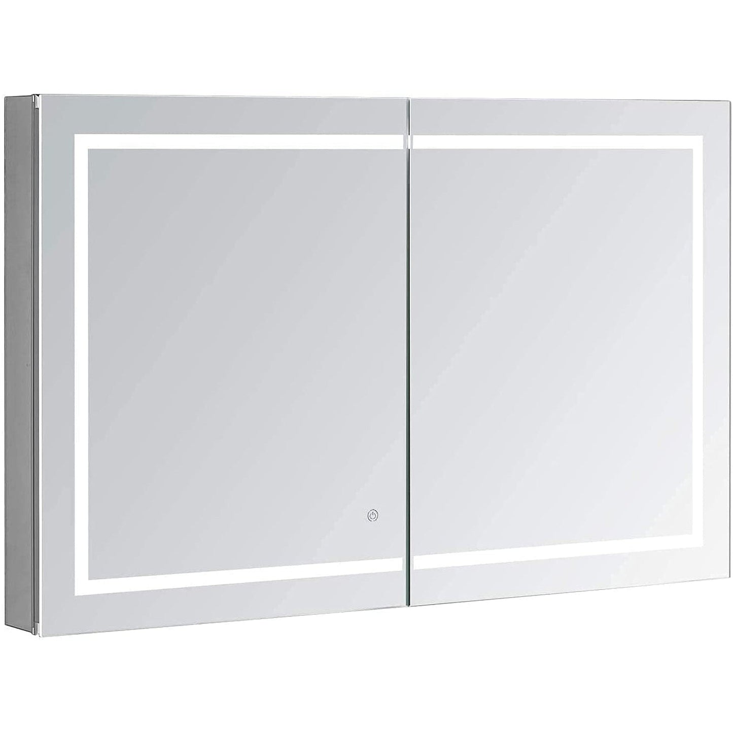 Aquadom Royale Plus 48" x 36" Rectangle Recessed or Surface Mount Bi-View LED Lighted Bathroom Medicine Cabinet With Defogger, Electrical Outlet, Magnifying Mirror - RP-4836-N