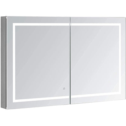 Aquadom Royale Plus 48" x 36" Rectangle Recessed or Surface Mount Bi-View LED Lighted Bathroom Medicine Cabinet With Defogger, Electrical Outlet, Magnifying Mirror - RP-4836-N