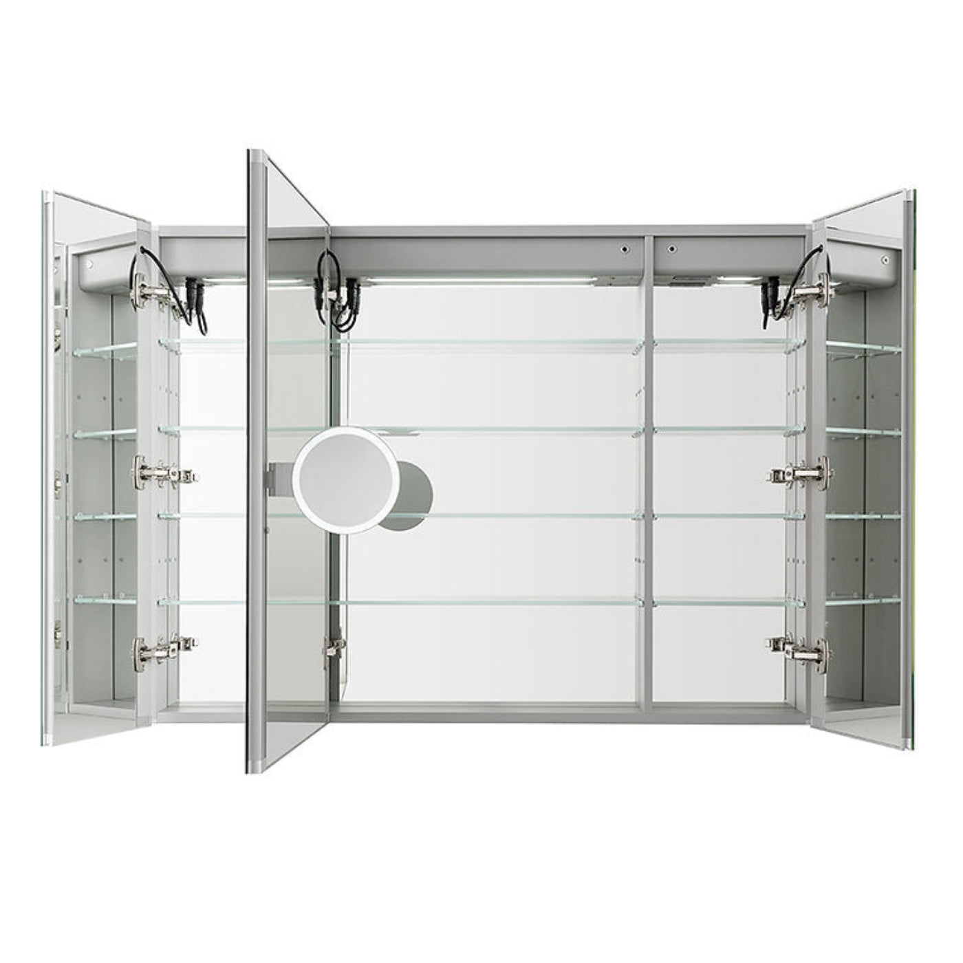 Aquadom Royale Plus 48" x 36" Triple-Door LED Lighted Medicine Cabinet With Defogger, Integrated LED 3X Magnifying Mirror and Electrical Outlet With USB - RP3-4836-N