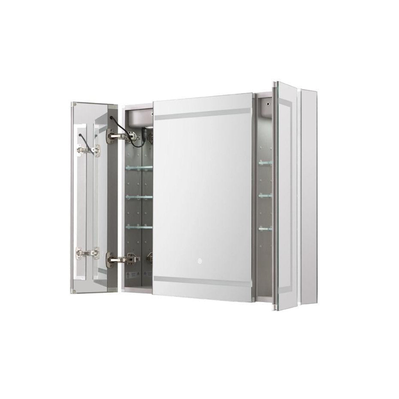 Aquadom Royale Plus 48" x 36" Triple-Door LED Lighted Medicine Cabinet With Defogger, Integrated LED 3X Magnifying Mirror and Electrical Outlet With USB - RP3-4836-N