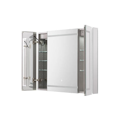 Aquadom Royale Plus 48" x 36" Triple-Door LED Lighted Medicine Cabinet With Defogger, Integrated LED 3X Magnifying Mirror and Electrical Outlet With USB - RP3-4836-N