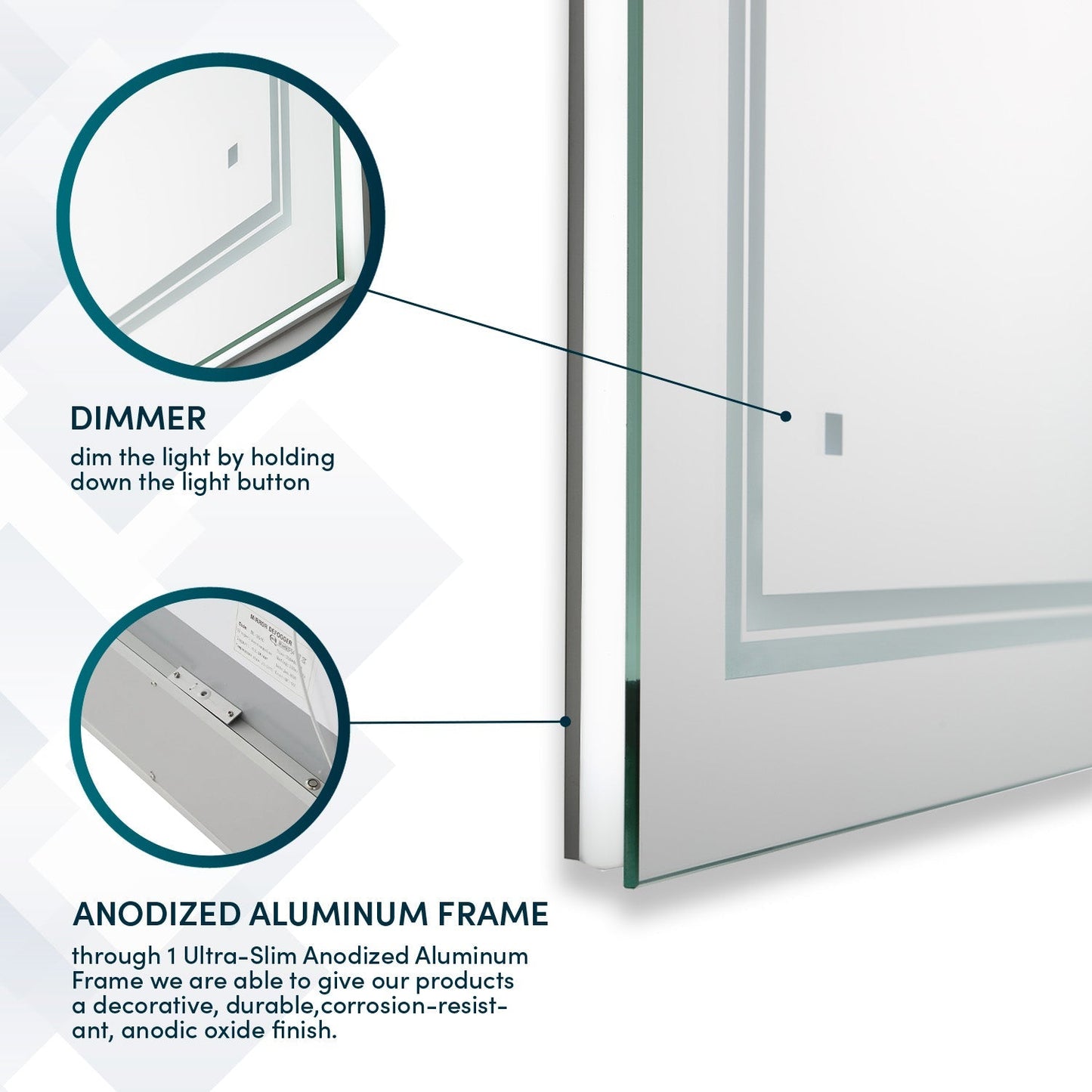 Aquadom SOHO 40" x 30" Rectangle Ultra-Slim Frame LED Lighted Bathroom Mirror With Defogger - S-4030-N
