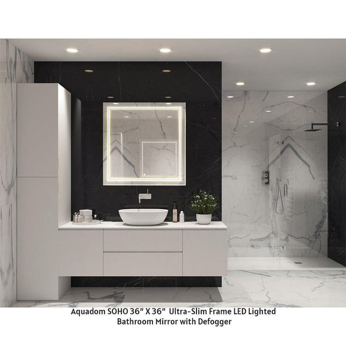 Aquadom SOHO 48" X 30" Rectangular Ultra-Slim Frame LED Lighted Bathroom Mirror With Defogger - S-4830