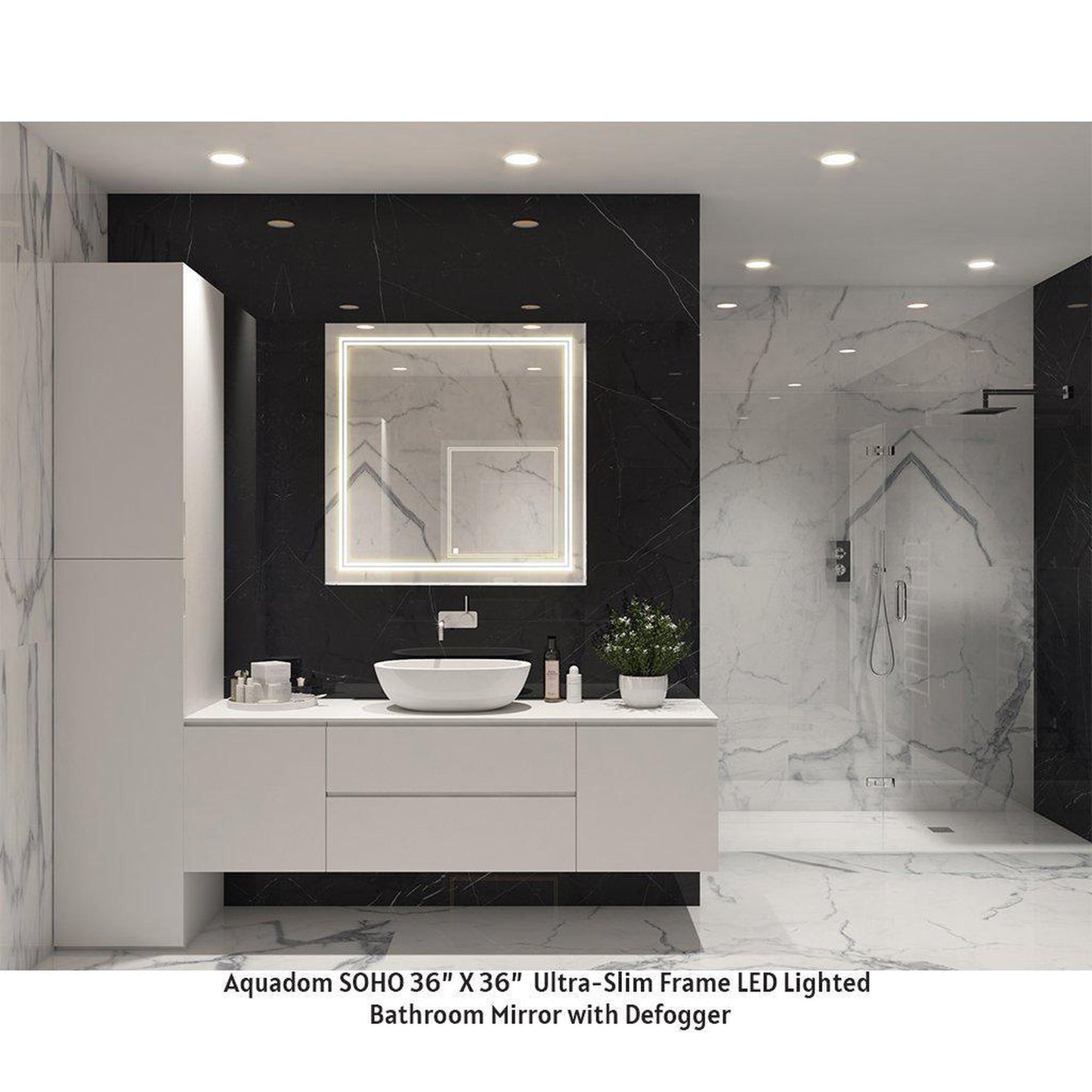 Aquadom SOHO 60" x 30" Rectangular Ultra-Slim Frame LED Lighted Bathroom Mirror With Defogger - S-6030-N