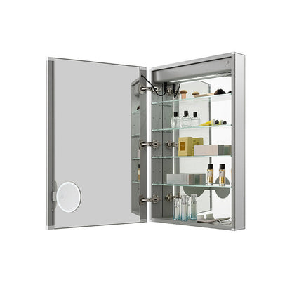 Aquadom Signature Royale 24" x 36" Rectangle Left Hinged Medicine Cabinet With Lighting, Defogger, Integrated LED 3X Magnifying Mirror And Electrical Outlet with USB - SR-2436L-N