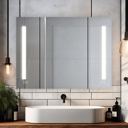 Aquadom Signature Royale 36" x 30" Triple-Door LED Lighted Medicine Cabinet With Defogger, Integrated LED 3X Magnifying Mirror and Electrical Outlet With USB - SR3-3630-N