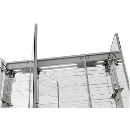 Aquadom Signature Royale 36" x 36" Triple-Door LED Lighted Medicine Cabinet With Defogger, Integrated LED 3X Magnifying Mirror and Electrical Outlet With USB - SR3-3636-N