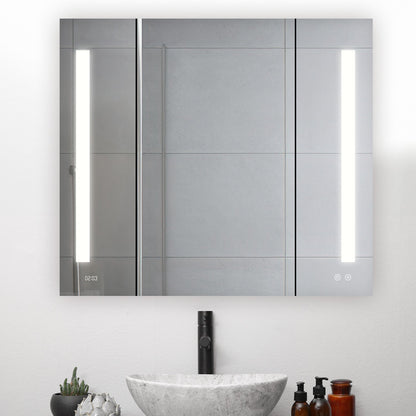 Aquadom Signature Royale 36" x 36" Triple-Door LED Lighted Medicine Cabinet With Defogger, Integrated LED 3X Magnifying Mirror and Electrical Outlet With USB - SR3-3636-N