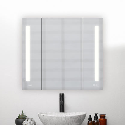 Aquadom Signature Royale 36" x 36" Triple-Door LED Lighted Medicine Cabinet With Defogger, Integrated LED 3X Magnifying Mirror and Electrical Outlet With USB - SR3-3636-N