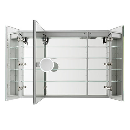 Aquadom Signature Royale 40" x 30" Triple-Door LED Lighted Medicine Cabinet With Defogger, Integrated LED 3X Magnifying Mirror and Electrical Outlet With USB - SR3-4030-N