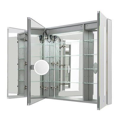 Aquadom Signature Royale 40" x 30" Triple-Door LED Lighted Medicine Cabinet With Defogger, Integrated LED 3X Magnifying Mirror and Electrical Outlet With USB - SR3-4030-N