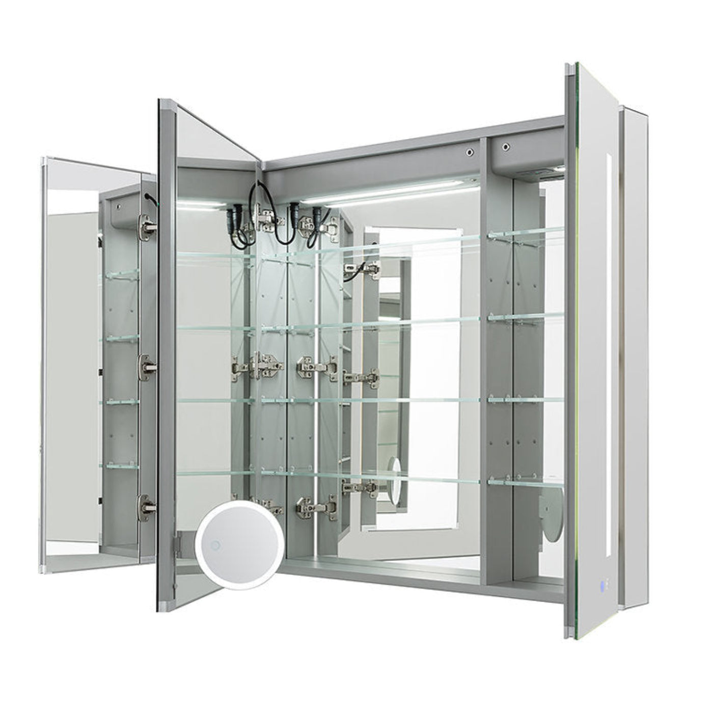 Aquadom Signature Royale 40" x 30" Triple-Door LED Lighted Medicine Cabinet With Defogger, Integrated LED 3X Magnifying Mirror and Electrical Outlet With USB - SR3-4030-N