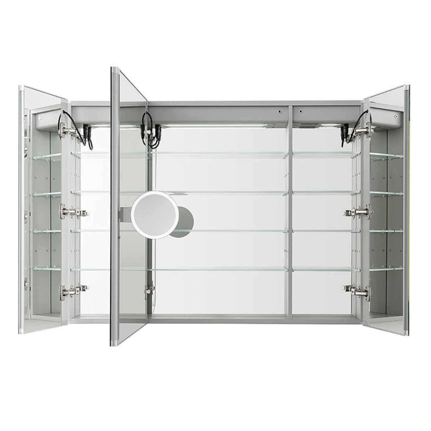 Aquadom Signature Royale 40" x 36" Triple-Door LED Lighted Medicine Cabinet With Defogger, Integrated LED 3X Magnifying Mirror and Electrical Outlet With USB - SR3-4036-N