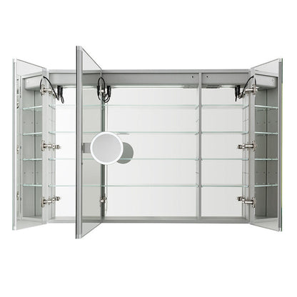 Aquadom Signature Royale 40" x 36" Triple-Door LED Lighted Medicine Cabinet With Defogger, Integrated LED 3X Magnifying Mirror and Electrical Outlet With USB - SR3-4036-N