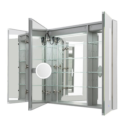 Aquadom Signature Royale 40" x 36" Triple-Door LED Lighted Medicine Cabinet With Defogger, Integrated LED 3X Magnifying Mirror and Electrical Outlet With USB - SR3-4036-N