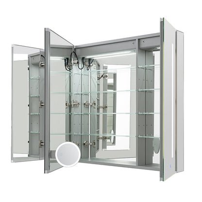 Aquadom Signature Royale 40" x 36" Triple-Door LED Lighted Medicine Cabinet With Defogger, Integrated LED 3X Magnifying Mirror and Electrical Outlet With USB - SR3-4036-N