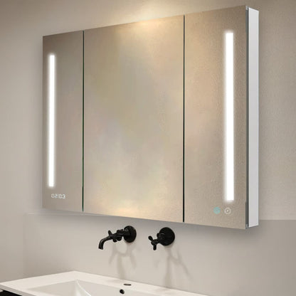 Aquadom Signature Royale 40" x 36" Triple-Door LED Lighted Medicine Cabinet With Defogger, Integrated LED 3X Magnifying Mirror and Electrical Outlet With USB - SR3-4036-N